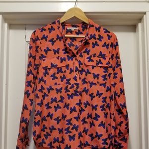 Gap red and blue, butterfly popover shirt